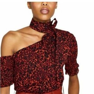 Walter Baker Willow asymmetrical blouse. Animal print.  1 piece w/neck sash nwt
